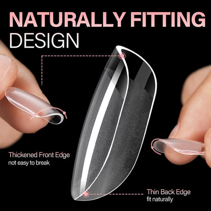 AILLSA Extra Short Square Nail Tips Full Cover Half Matte Nail Tips Clear Gelly Pre-Shaped Nails Tip Press On False Tip Extension for Home DIY Manicure Salon 216PCS 12 Sizes