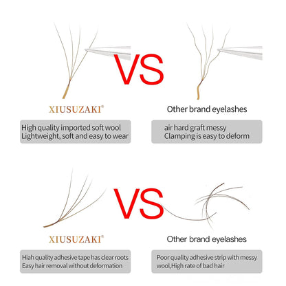 Lash Extensions Brown 4D W Eyelash Extensions W Shape 0.07mm Thickness C Curl 12mm Premade Fans Lashes Colored Lash Extension Volume Lashes Individual Lashes(W-Brown-4D-0.07-C,12mm)