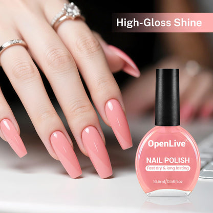 16.5ml Soft Pink Nail Polish Large Volume Quick Dry Nail Polish, Long Lasting Shine, Fingernail Toenail Nail Art DIY Home Travel Nail Art Gift