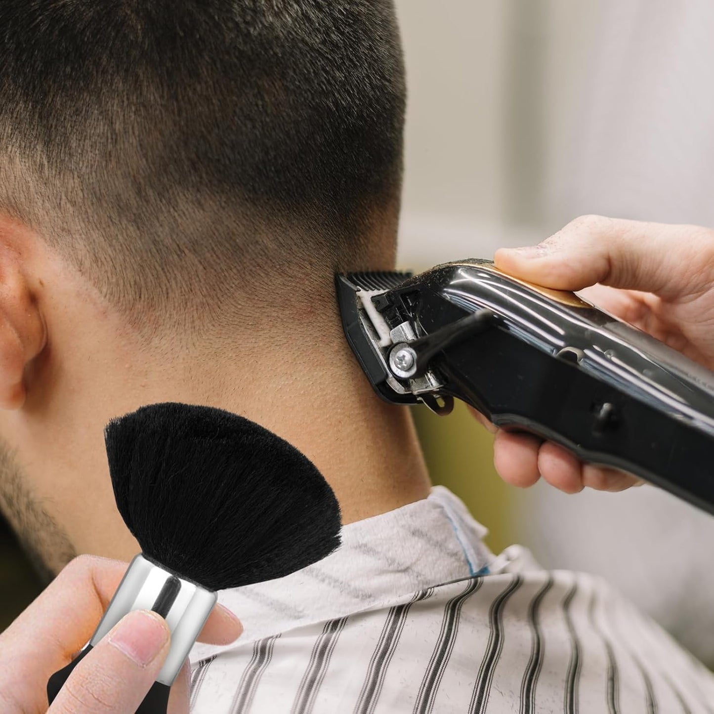 Fade Comb for Men Haircut,4PCS Fade Guide for Men Haircut Kit with Silicone Haircut Band,Barber Comb and Hairdressing Sweeping Brush,Self Hair Cutting Tool for Home DIY(Black)