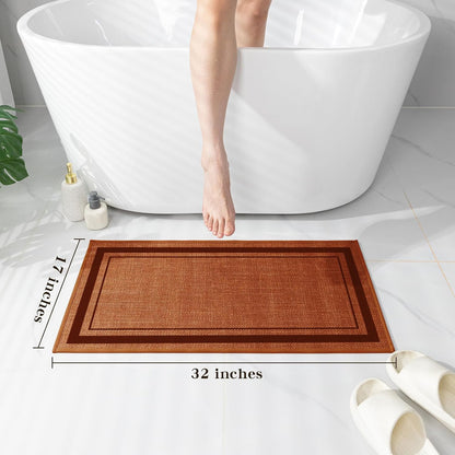 chakme Bathroom Rugs Mat 32x17, Ultra Thin Non Slip Bath Mat Quick Dry Absorbent Bath Mat for Bathroom, (Orange, 32"x17")