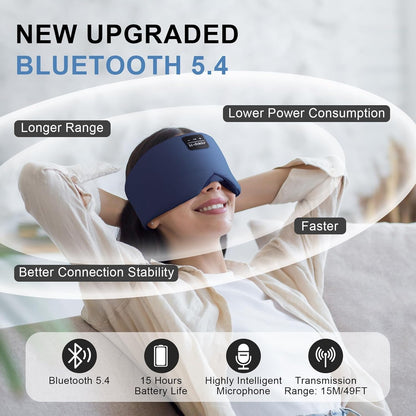 LC-dolida Sleep Mask with Bluetooth Headphones, Ice Silk Sleep Headphones with Bluetooth 5.4, Total Blackout Eye Mask for Sleeping, Sleep Soft Mask for Women Men, All Night Sleep, Travel(Navy)