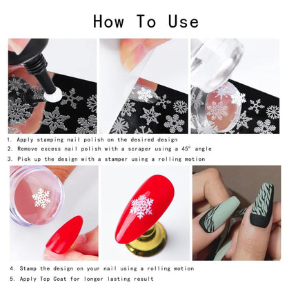 AddFavor Nail Stamper Kit 8pcs Stamping Plates Minimalist Geometric Lines Leaf Image Template for DIY Decorating Polish Gel Plate Print Stamper Manicure Stencils Tools (Mixed-Style D)