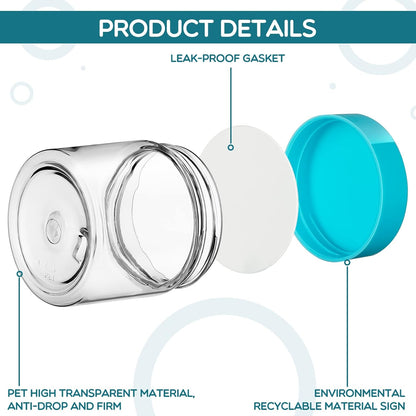 Patelai 4 Pieces Round Wide-mouth Leak Proof Plastic Container Jars with Lids for Travel Storage Makeup Beauty Products Face Creams Oils Salves Ointments DIY Making(2 Ounce,Blue)