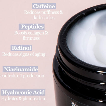 Caffeine Eye Cream For Men With Hyaluronic Acid | Anti Wrinkle Eye Moistuerizer For Men | Anti Aging Men Cream, Fine Lines, Dark Circles and Puffiness | 1.7 fl oz