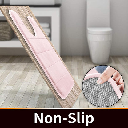 Yimobra Memory Foam Toilet Bath Mat U-Shaped, 24 X 20 Inches,Soft and Comfortable, Super Water Absorption, Non-Slip, Machine Wash and Easier to Dry for Bathroom Commode Contour Rug, Pink