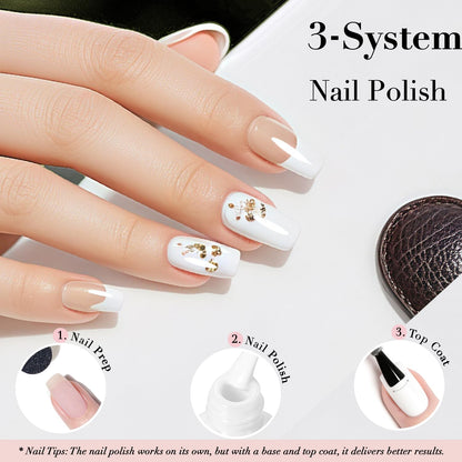 AZUREBEAUTY Warm White Nail Polish – Quick Dry, Long-Lasting, Natural Glossy Finish for DIY Manicure & Nail Art, Salon Quality, 10ml for Women