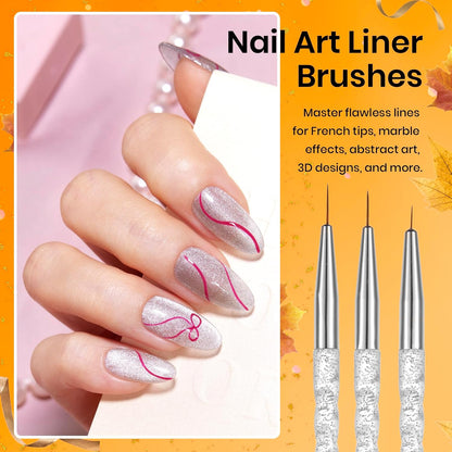 Beetles 31pcs Nail Art Brushes, Dotting Tools, Nail Art Pens, Dust Brush, Striping Liner Fingernail Drawing Pens with Palette Holder All in One for Starter Manicure Design Set