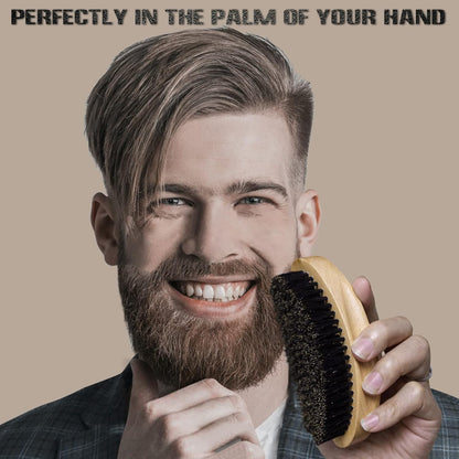 Wave Brush for Men - Beech Wood & Black Boar Bristle Brush for Cultivating Beards, Hair Waves, and Wolfing