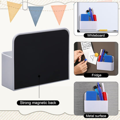 20 Pack Magnetic Dry Erase Marker Holder Bulk Whiteboard Magnetic Marker Holder Pen Pencil Organizer for Classroom Whiteboard Refrigerator Locker Storage (White, Black)