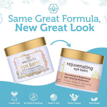 USDA Organic Eye Moisturizer Cream - Rejuvenating and Nourishing Age Defying Under Eye Balm - Natural Eye Cream for Sensitive Skin With Jojoba Oil, Agran Oil for Puffiness, Fine Lines and More