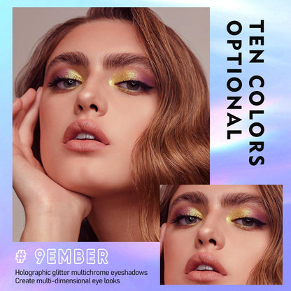 MAKI YIKA Glitter Eyeshadow Gold Liquid Multichrome Eyeshadows Long Lasting, Metallic Chameleon Eye Shadow Smudgeproof Holographic Eye Topper Glitters (#9 Ember)