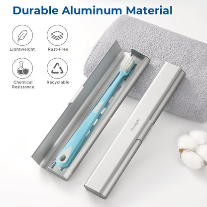 Aluminum Toothbrush Travel Case, Portable Travel Toothbrush Holder, Durable Manual Toothbrush Box Container for Traveling, Bathroom, Camping, Business Trip-1Pack Silver