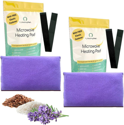 Microwavable Heating Pads for Lower Back, Neck, and Shoulder Pain Relief - Moist Microwave Heating Pad for Muscles and Joints - Microwave Hot Pack Heat Pad for Cramps - 2 Packs Purple - Lavender Scent