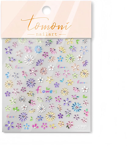 5D Flower Nail Art Stickers,Embossed Self-Adhesive Colorful Floral Nail Decals Cute Daisy Small Flower Floral Nail Art Supplies Summer Nail Design for Women and Girls DIY Manicure Decoration