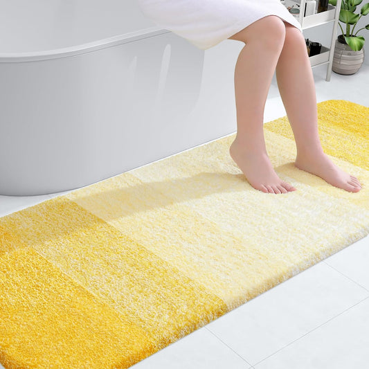 OLANLY Bathroom Runner Rugs 70x24, Extra Soft Absorbent Microfiber Bath Rugs, Rubber Backing, Quick Dry, Machine Washable Bath Mats for Bathroom Floor, Tub and Shower, Home Decor Accessories, Yellow