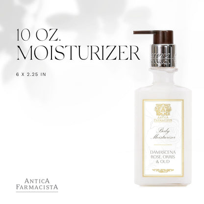 Antica Farmacista Body Moisturizer - Moisturizing Scented Lotion - Premium Body Moisturizer - Luxury Gift for Women & Men - Hand & Skin Hydration - Damascena Rose, Orris and Oud, 10 Fl Oz