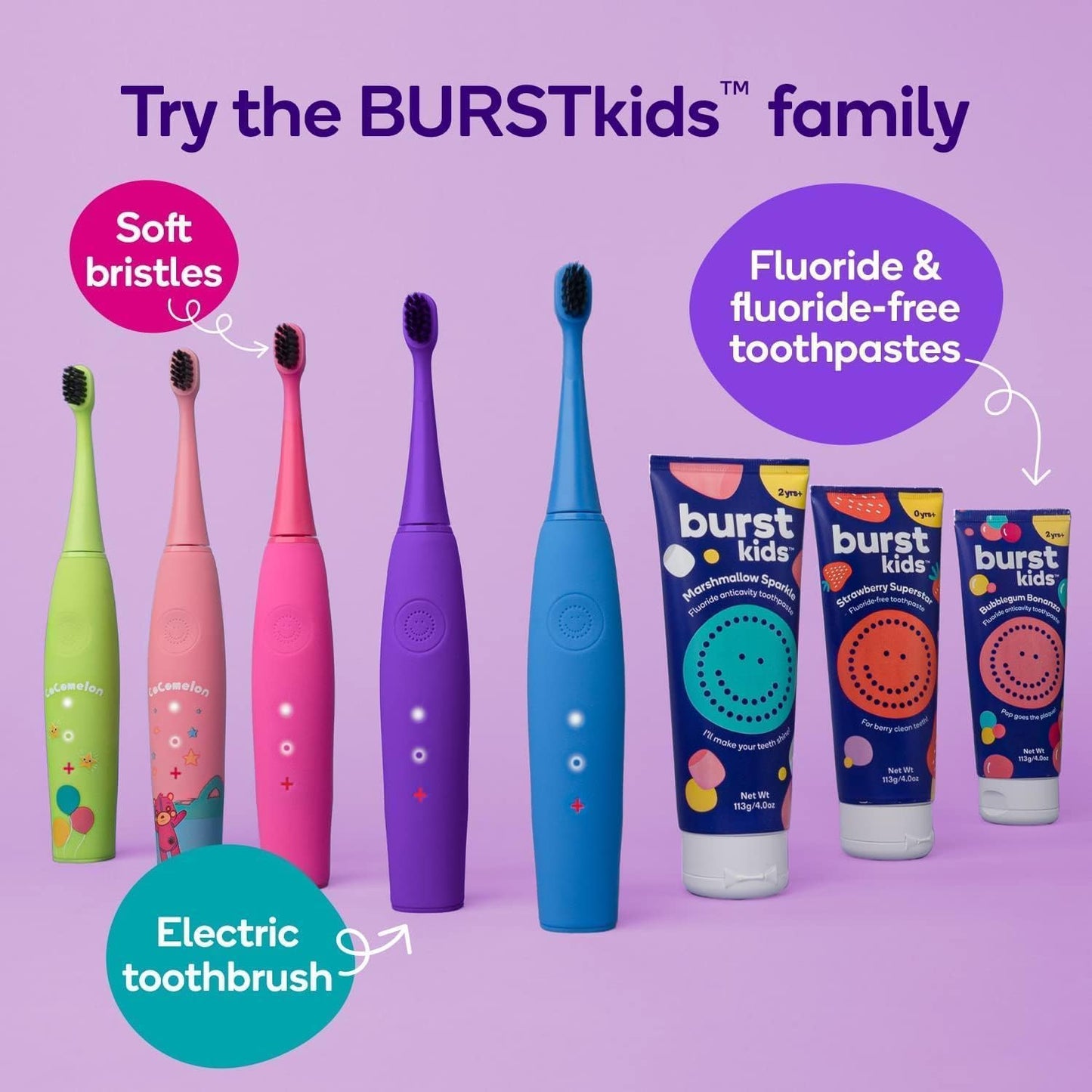 BURST Fluoride Free Strawberry Kids Toothpaste (4oz) | Great Tasting | Dye Free for Baby & Toddler Age 0+ | with Nano Hydroxyapatite