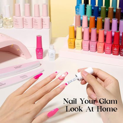 Beetles Gel Nail Polish Kit with U V Light - One Color One Bottle 35 Colors Mood Mosaic Collection Nail Polish Kit 68 Pcs Gifts for Women Girls with Top Base Coat Beauty Must Have DIY Salon Set