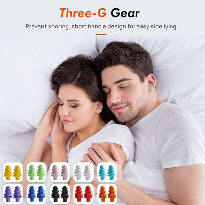 New Type Ear Plugs for Sleeping Noise Cancelling, 10 Pairs Reusable Earplugs for Sleeping, Concert, Snoring, Travel, Work, 10 Colors, 33dB NRR (10 Colors)
