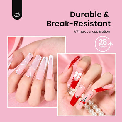 Beetles Gel Nail Tips Long Square Nail Tips, 12 Sizes 288 PCS Pre-Shaped Clear Full Cover False Nails Tips Clear Acrylic Nails Glue on Nails for Girls Women Nail Art Design,Nail Glue Needed