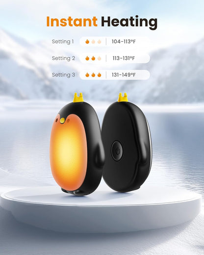 Gaiatop Magnetic Hand Warmers Rechargeable 2 Pack, 3 Settings Pocket-Sized Cute Penguin, Fast Hot Hands Reusable Portable Electric Heater for Camping Hunting Golf, Gifts for Women Men