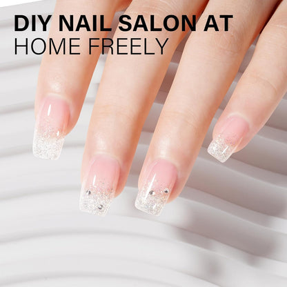 AILLSA Clear Builder Gel 7 In 1 Hard Gel Polish for Thickening Natural Nails Transparent Extension Gels Strengthener Gels Nail Polish Rhinestone Glue for Nail Art Base Coat Needed 0.51 Oz