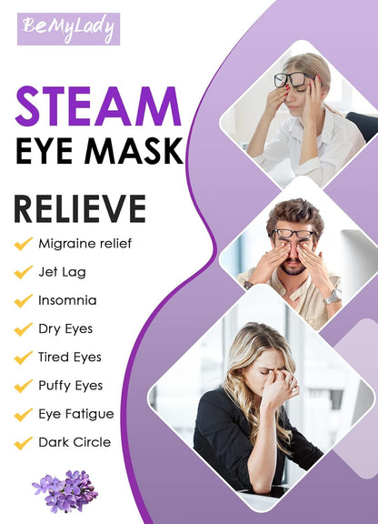 30 PACK Steam Eye Mask for Dry Eyes, Eye Mask Warm Compress 45Mins, Moist Heated Eye Masks for Dark Circles Puffiness Eye Bag, Travel Portable Business Office