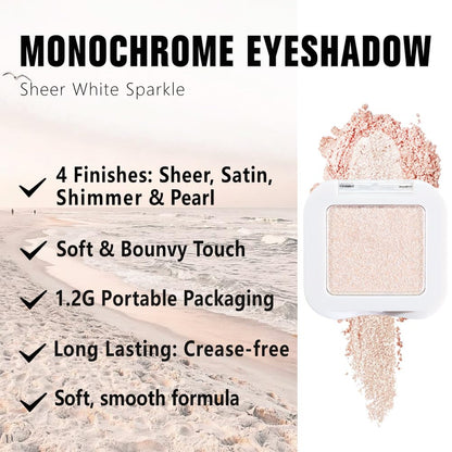 Sheer White Nude Glitter Eyeshadow – Champagne Shimmer Eye Shadow, Daily Waterproof Long-Lasting Eyeshadow Powder Palette for Women Neutral Eye Makeup sombras para ojos (02)