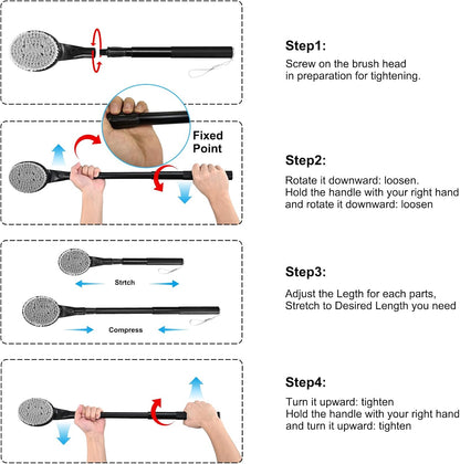 Back Scrubber Anti Slip for Shower, 25.7” Telescopic Back Bath Brush for Shower, Back Scrubber, Exfoliation and Improved Skin Health for Elderly with Limited Arm Movement, Disabled
