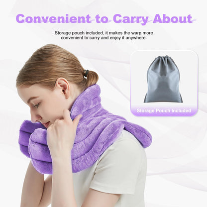 Neck Heating Pad Microwavable for Shoulders, Warmer Wrap Microwave Heating Pad for Neck and Shoulders for Pain Relief (Purple)