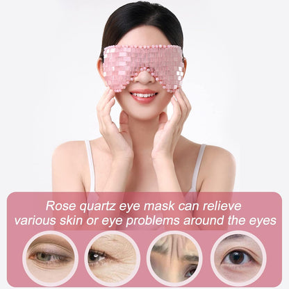 Rose Quartz Eye Mask, Cooling Jade Eye Mask 100% All Natural Crystal Eye Mask for Facial