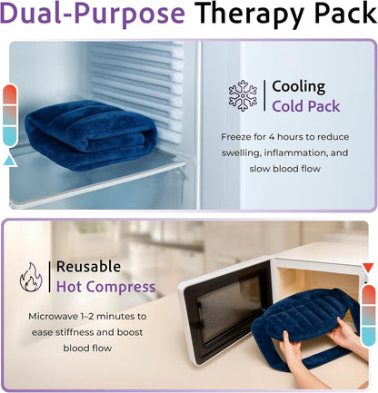 Microwavable Heating Pad for Back Pain Relief – Moist Heat Pack for Neck & Shoulders – Microwave Wheat Bag with Long Ties – Reusable Hot Cold Therapy Wrap for Cramps, Stress & Muscle Relaxation XL 71”