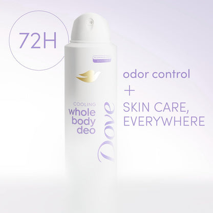 Dove Whole Body Deo Aluminum Free Invisible Spray Deodorant Coconut & Vanilla for 72h Odor Control 4 oz