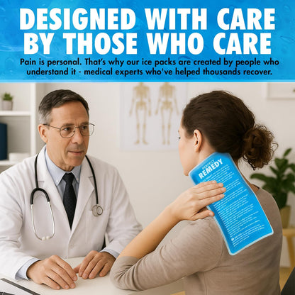 Perfect Remedy Rectangle Gel Ice Pack Bundle, Hot & Cold Ice Packs for Injuries Reusable for Body Tension & Muscle Pain Relief, Soft, Flexible & Adapts to Any Area (Blue, Large 2PK + Pink, Large 2PK)