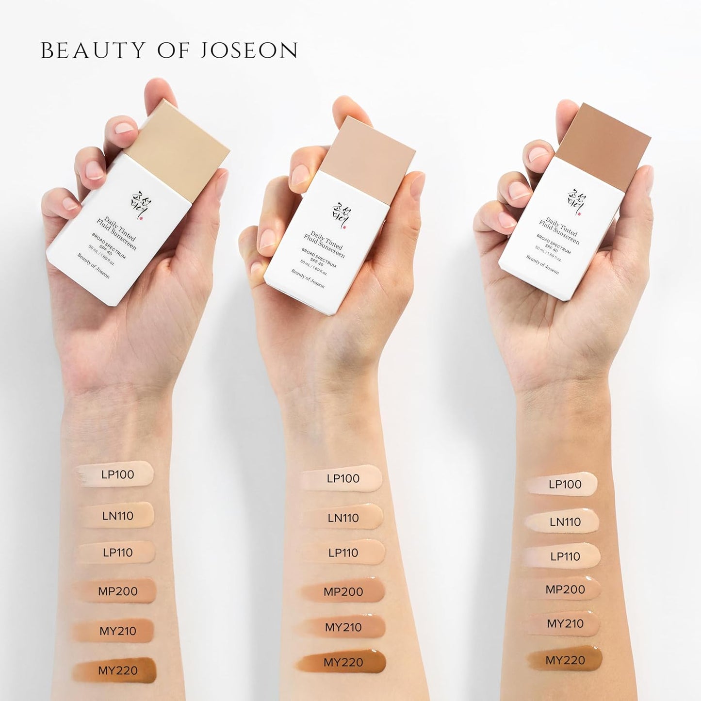 Beauty of Joseon Daily Tinted Fluid Sunscreen 12 Shades for Face Moisturizing Broad Spectrum SPF 40 Korean Skincare 50ml, 1.69 fl.oz #MY210