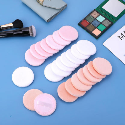 24Pcs Powder Puff Cotton Round Makeup Puff Pads with Strap Face Powder Puffs for Loose and Foundation Cosmetics Sponge Powder Puffs