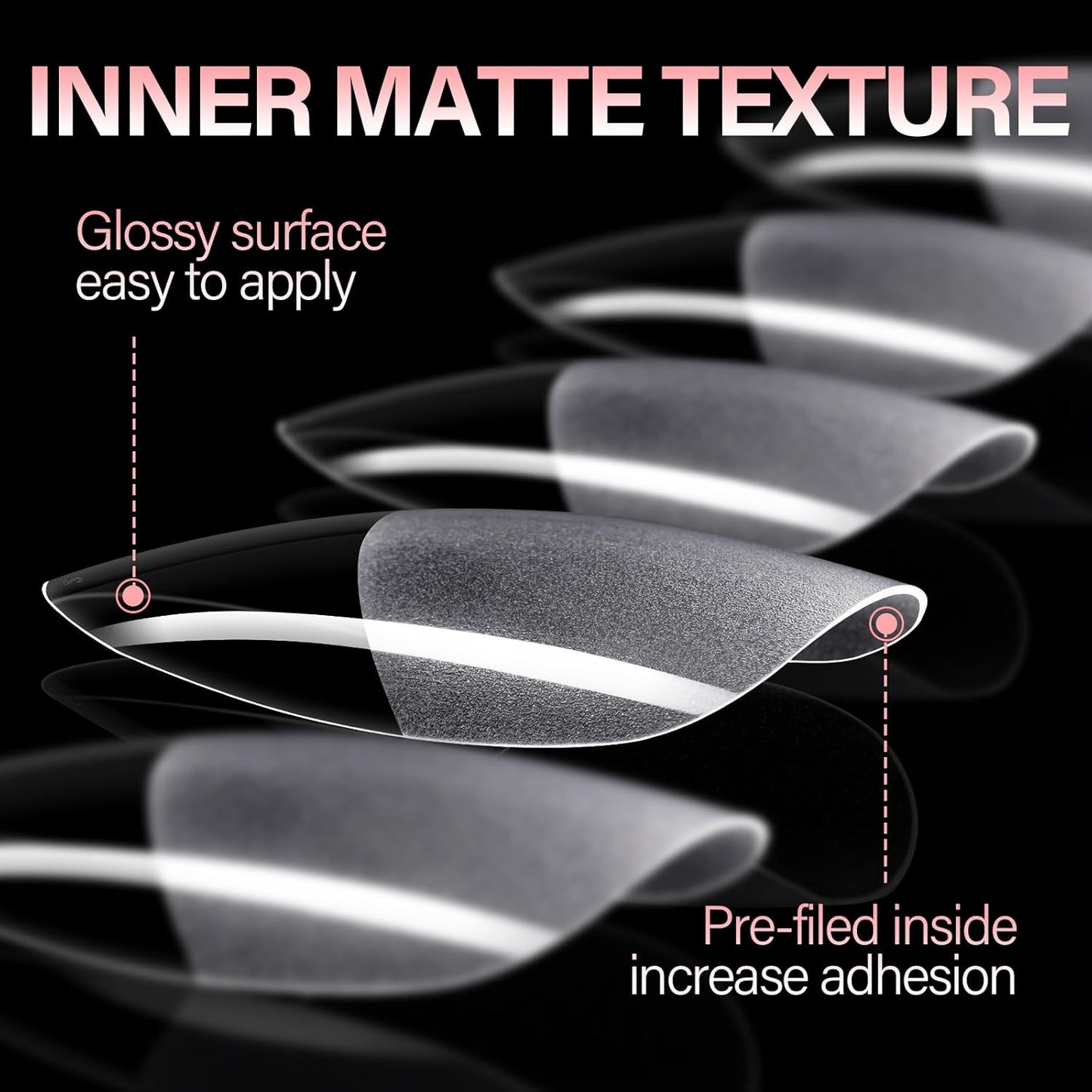 AILLSA Medium Almond Nail Tips Pre-Shaped Acrylic Nails Tips Half Matte Full Cover Tips Clear Gelly Press on Flase Nail Tips for Extension Nail Manicure Home DIY 216PCS 12Sizes