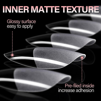 AILLSA Medium Almond Nail Tips Pre-Shaped Acrylic Nails Tips Half Matte Full Cover Tips Clear Gelly Press on Flase Nail Tips for Extension Nail Manicure Home DIY 216PCS 12Sizes
