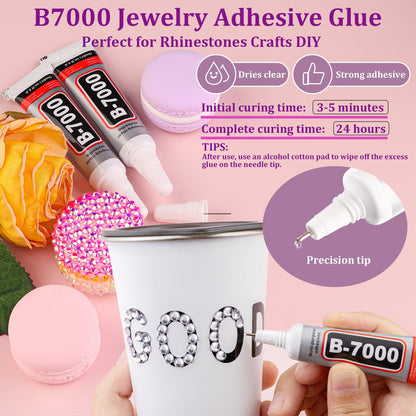 30000Pcs Clear Rhinestones for Bedazzling with B7000 Jewelry Glue, Bedazzler Kit Flatback Gems, Resin Rhinestones for Crafting Crafts Clothing Shoes Fabric Nail Art Assorted Size 2/3/4/5/6mm