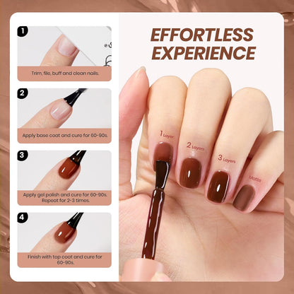 Beetles Brown Gel Nail Polish - 15ML Mocha Brown Jelly Natural Fall Gel Polish Nail Concealer Sheer Translucent Effect Soak Off UV Mocha Mist Collection French Nail Art Manicure Gift for Women