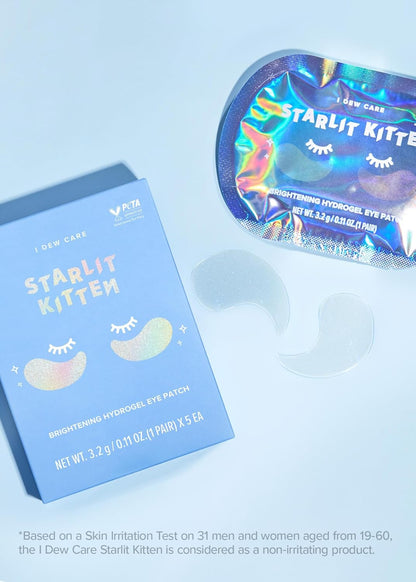 I DEW CARE Hydrogel Eye Patch - Starlit Kitten | Korean Under Eye Patches for dark circles and puffy eyes, Smooths Puffy Eyes, Dark Circles, Eye wrinkle patches, Dermatologically Tested (5 EA)