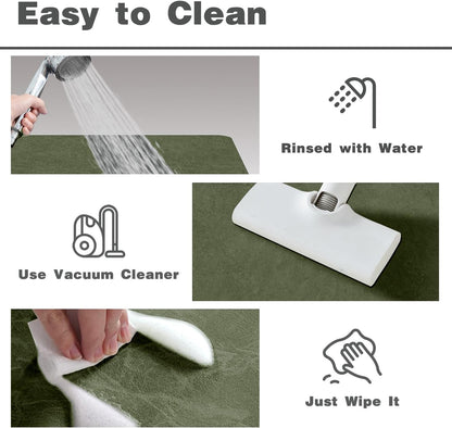 Bathroom Mat Quick Dry, Bathroom Rugs Non Slip Washable Thin Absorbent Bath Mat Fits Under Door Bathroom Floor Mat Perfect for Bath, Shower, or Sink 24"x36" Sage Green