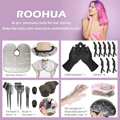 ROOHUA 28Pcs Hair Dye Coloring