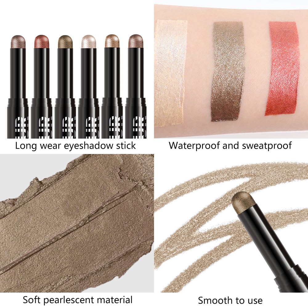 Dark Kakhi Green Shimmer Cream Eye Shadow Stick Makeup for Women, Dark Kakhi Green Shimmer Matte Eye Shadow Brightener Stick for Eyes, Waterproof Eyeshadow Pencil Applicator Blendable for Eye 09