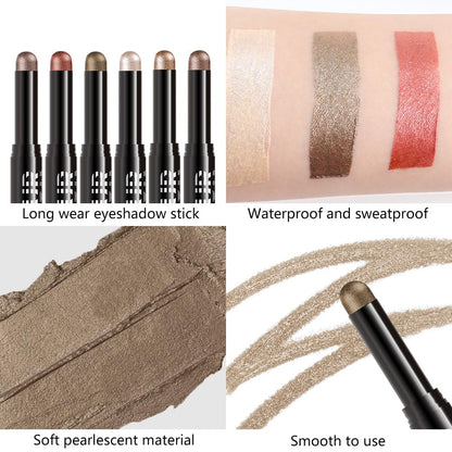 Dark Kakhi Green Shimmer Cream Eye Shadow Stick Makeup for Women, Dark Kakhi Green Shimmer Matte Eye Shadow Brightener Stick for Eyes, Waterproof Eyeshadow Pencil Applicator Blendable for Eye 09