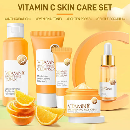 Skin Care Set, Vitamin C Skin Care Sets & Kits, Skin Care for Teenage Girls Gift Set with Cleanser, Toner, Serum, Eye Cream, Facial Cream, Facial Skin Care Sets & Kits for Teenage Girls Women
