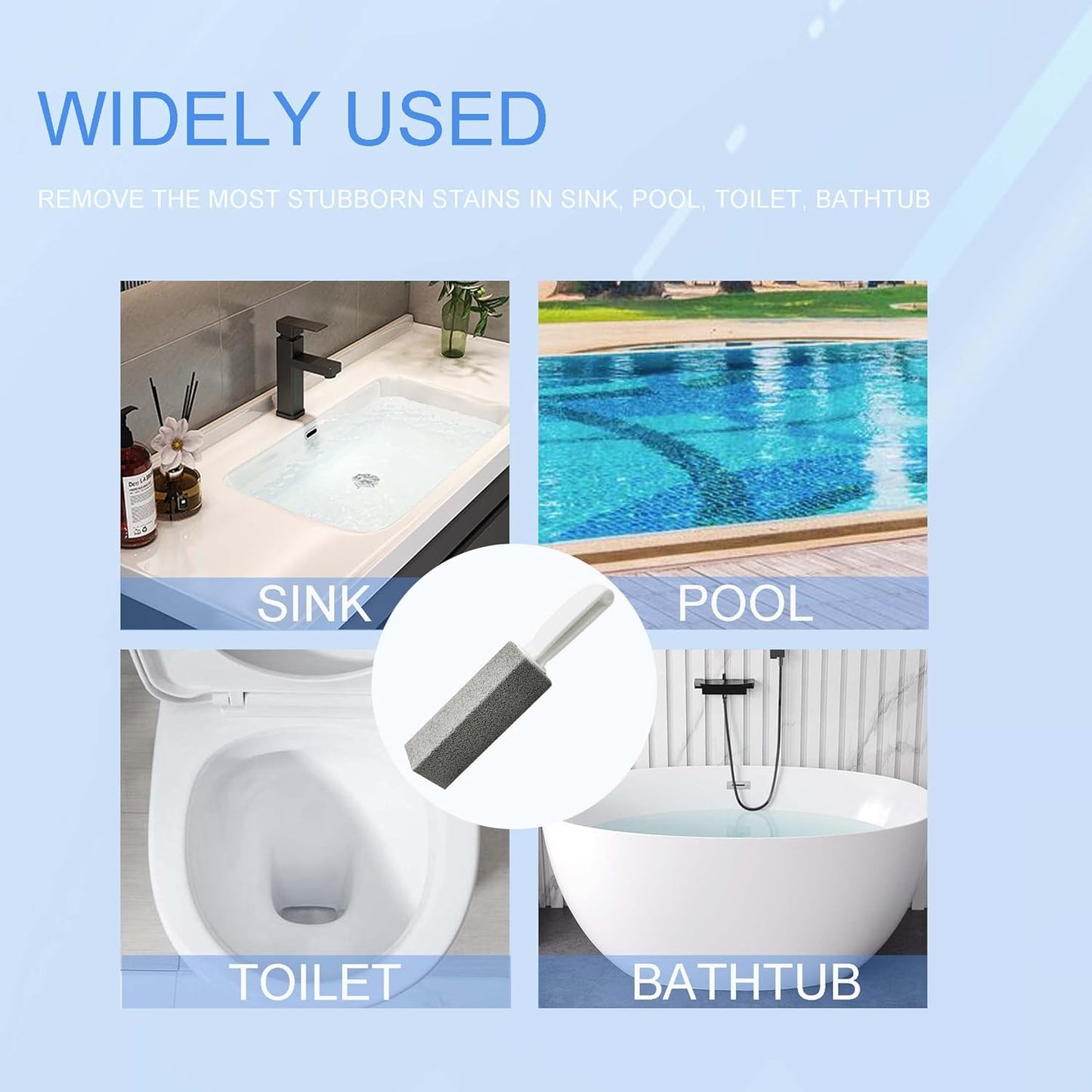 [8 Pack] Pumice Stone for Toilet Bowl Cleaning with Handle, Pumice Stone Toilet Cleaning Brush, Also Removes Limescale, Calcium Buildup and Hard Water Rings