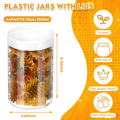 Patelai 4 Pieces Round Wide-mouth Leak Proof Plastic Container Jars with Lids for Travel Storage Makeup Beauty Products Face Creams Oils Salves Ointments DIY Making(32 Ounce,White)