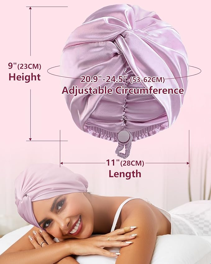 Adjustable silk satin hair bonnet